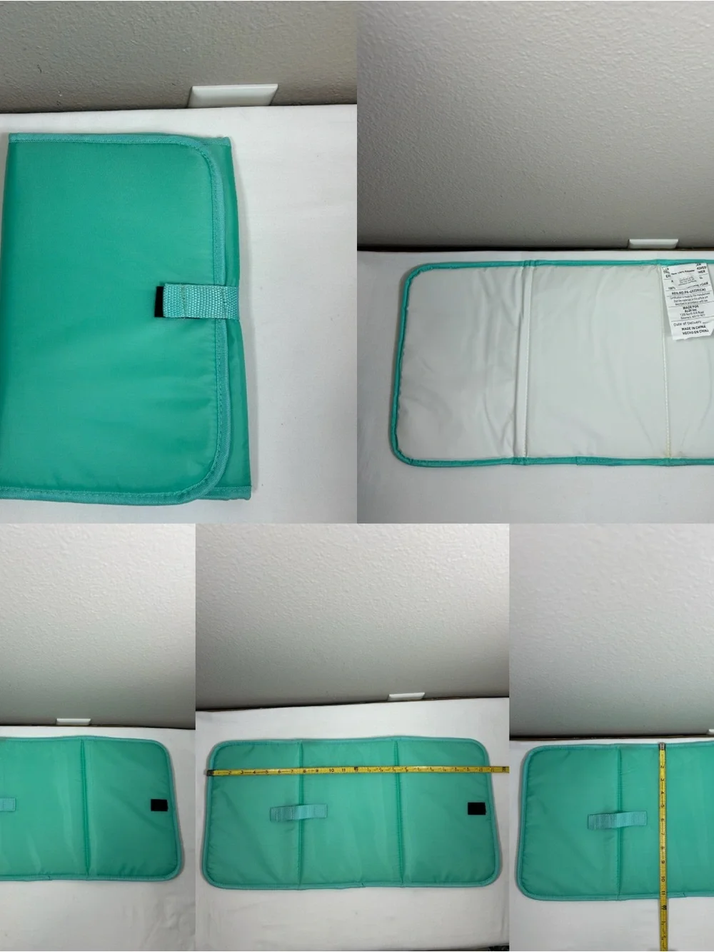 Teal Navy Wave Pattern Multi Pockets Complete Diaper Stroller Strap Tote Bag
